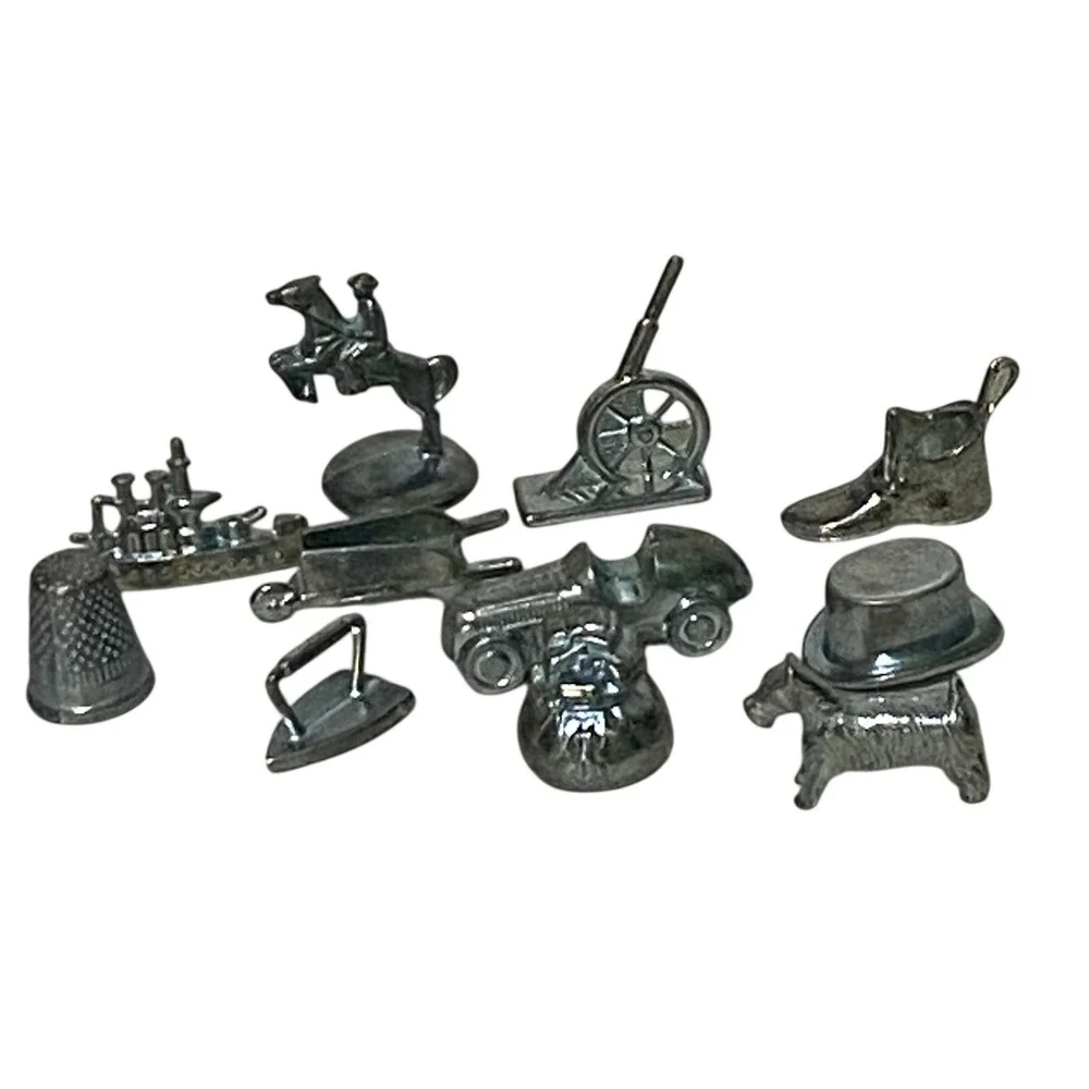 Monopoly Board Game Pewter‎ Silver Tone Replacement Game Tokens Cake Toppers
